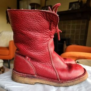 Duckfeet Women's Arhus Red Leather Shearling Winter Boots 38/7.5-8
